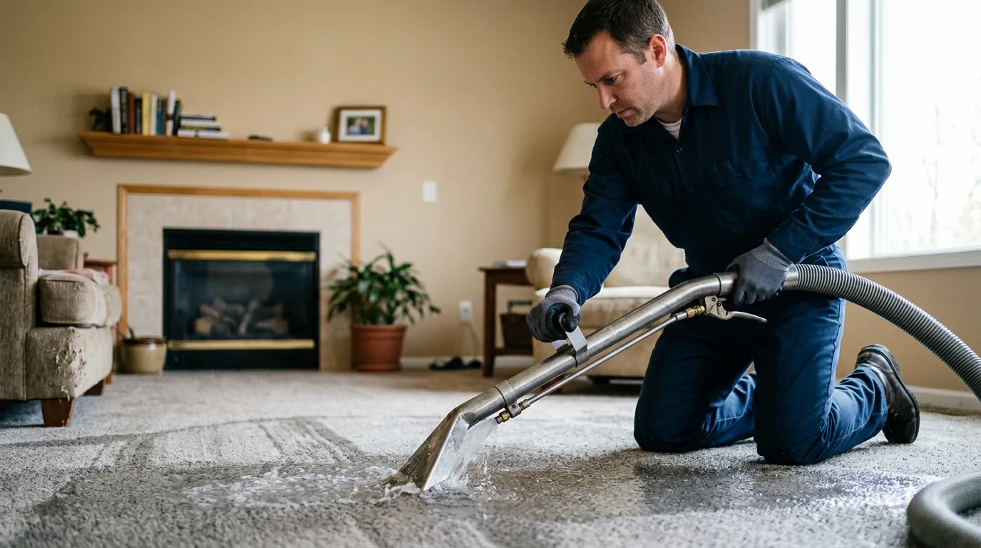 Water damage restoration technician working near Lost Hills, CA
